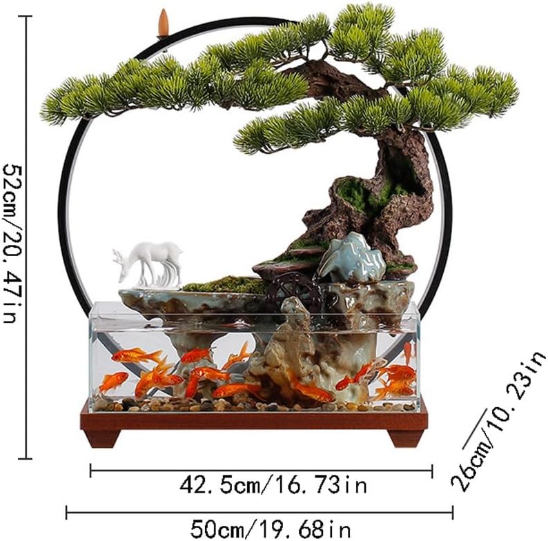 GUERNSEY Tabletop Fountain Tabletop Fountains Flowing Water Glass Fish Tank Decorative Ornaments Living Room Desktop Circulating Water Table Fountain Ornaments Indoor Fountain