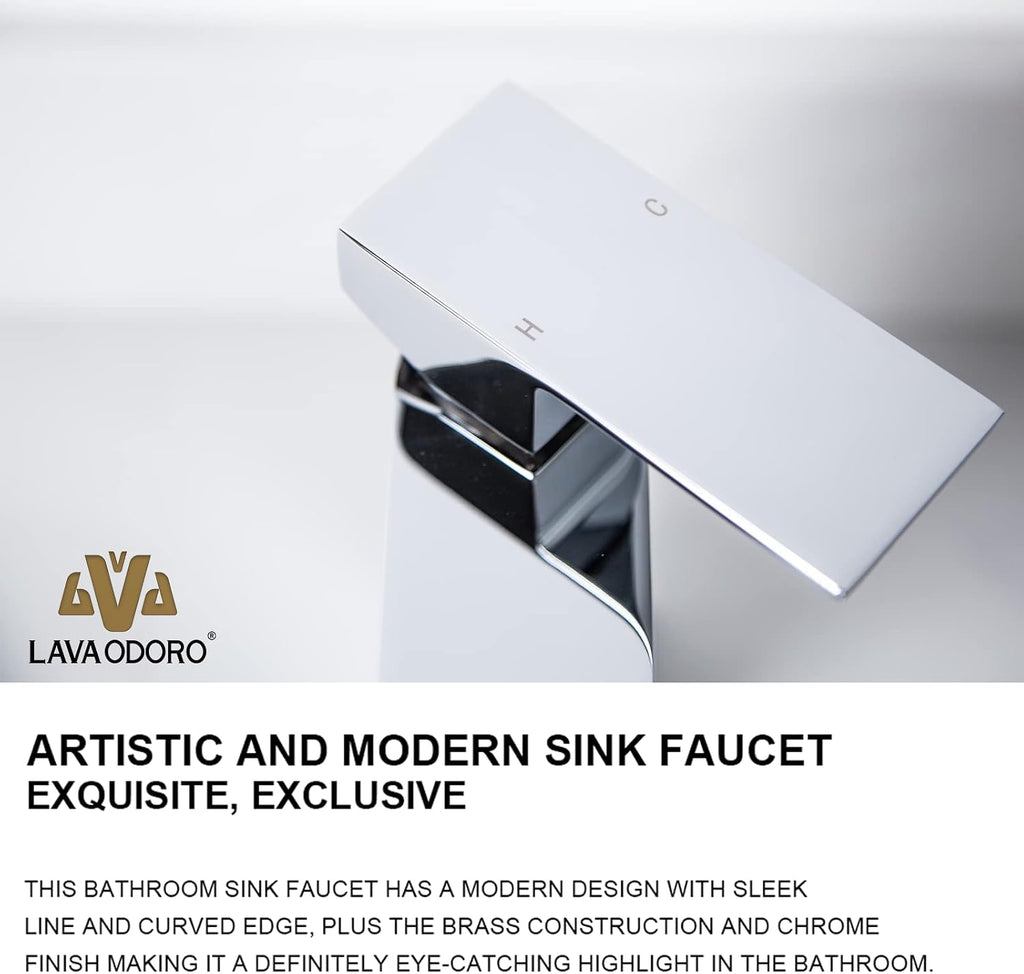 Lava Odoro 2-Setting Rainfall Shower Faucet Set and Bathroom Faucet Chrome, Gold Shower Sytem with Rough-in Valve, Chrome