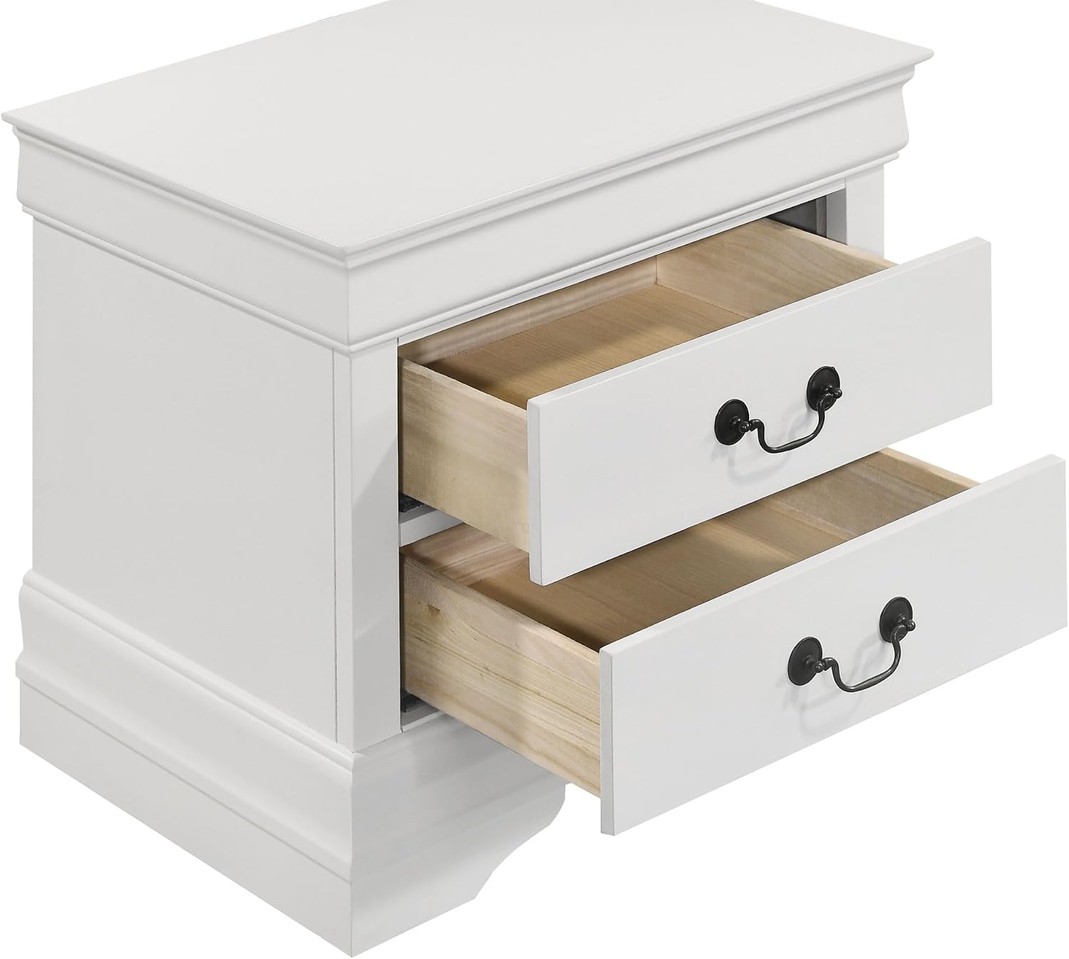 Coaster Home Furnishings Louis Philippe Traditional 4-Piece Bedroom Set Queen Size Sleigh Bed Frame 47-inch Headboard White 202441Q-S4