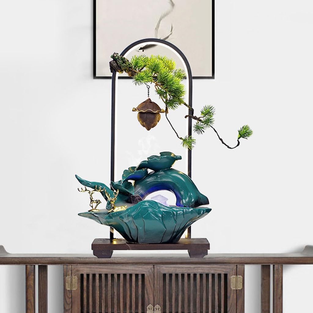 GUERNSEY Tabletop Fountain Lighting Water Ornaments Water Circulation Humidification Fountain Living Room Porch Office Desktop Indoor Fountain