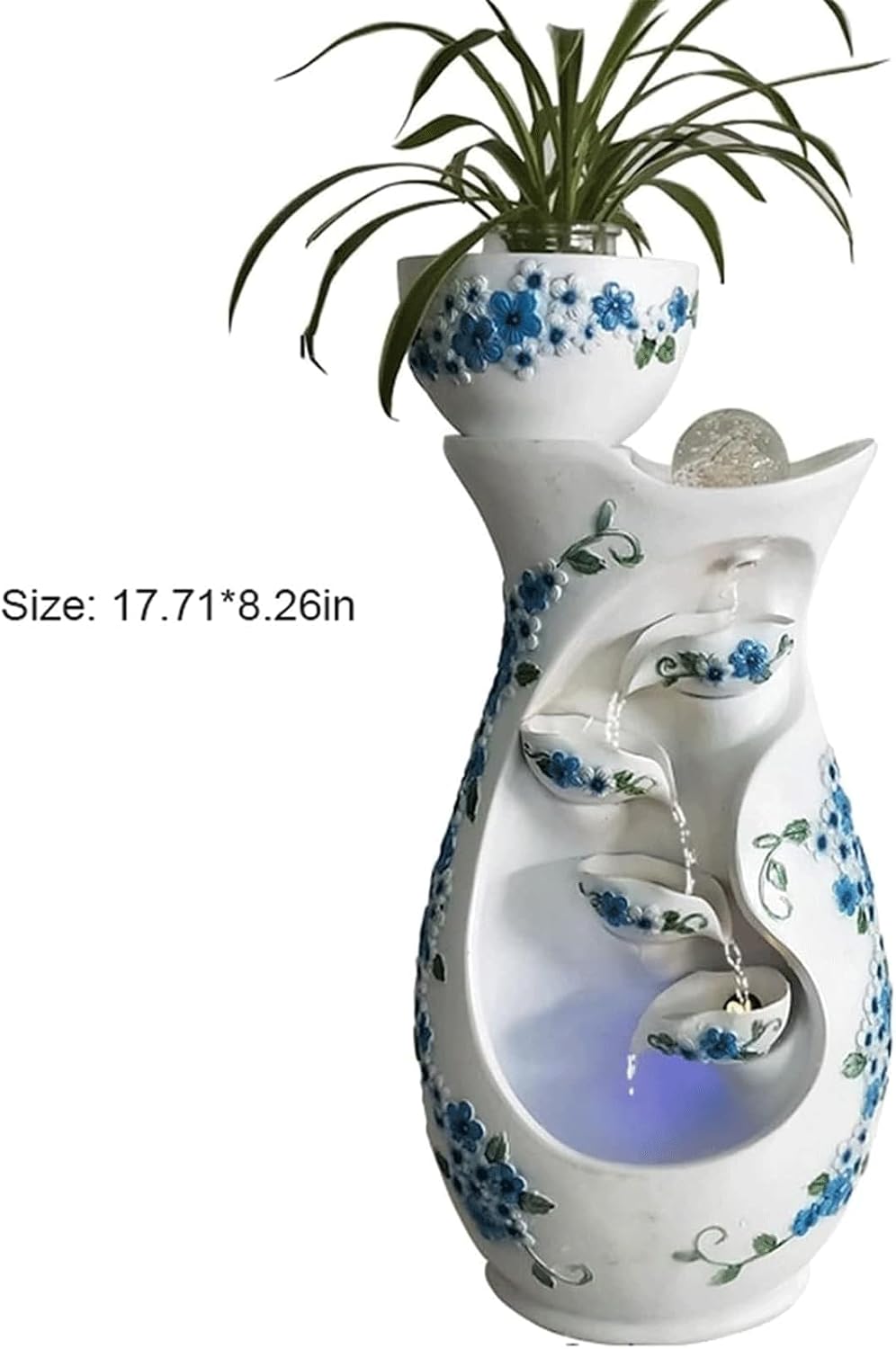 Vase Shaped Fountain, Tabletop Fountain Indoor Zen Relaxation for Home Office Décor, Creative Resin Fountains