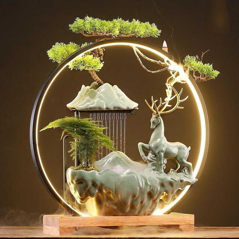 GUERNSEY Tabletop Fountain Tabletop Fountain Chinese Style Water Ornaments Creative Home Porch Living Room Desktop Office Circulating Water Fountain Indoor Fountain