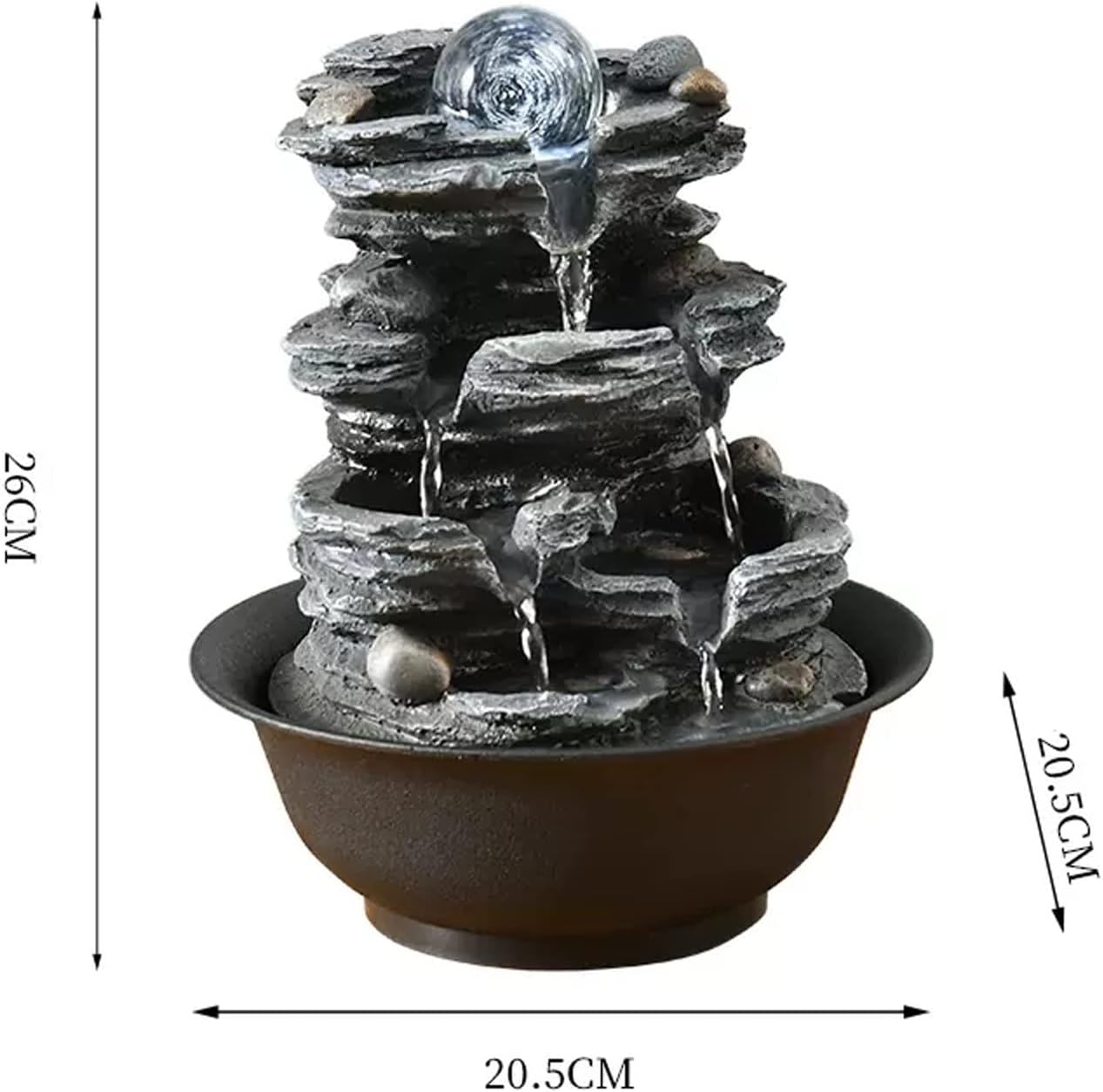 HIHELO Desktop Fountain Tabletop Fountain Resin Rock Waterfall Meditation Fountain Indoor Office Home Bedroom Desktop Fountain Water Fountain Outdoor