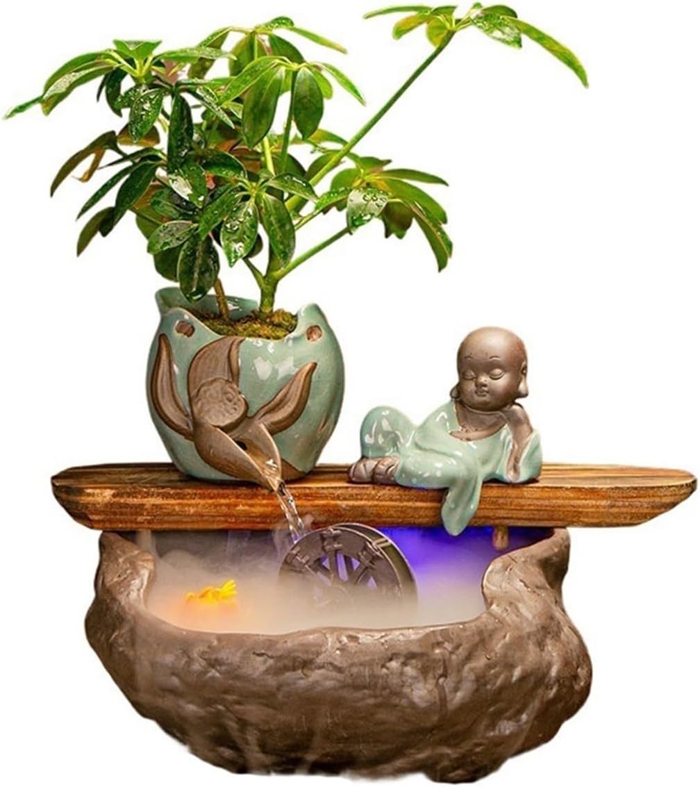 GLigeT Tabletop Fountain Water Ornaments Attract Wealth Home Office Desktop Fountain Small Fish Tank Decoration Business Housewarming Gift Water Fountain Decor