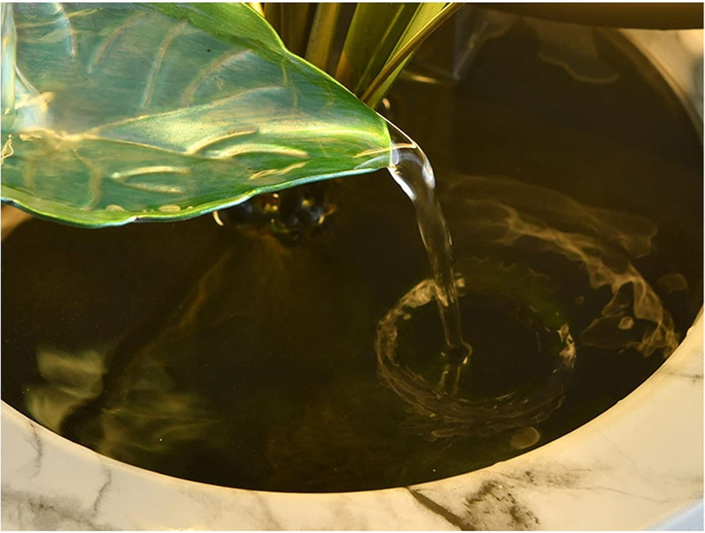 HIHELO Desktop Fountain Table Fountain Table Top 4 Tiers Indoor Green Iron Lotus Leaf Relaxing Fountain Waterfall Office Home Decoration Water Fountain Outdoor