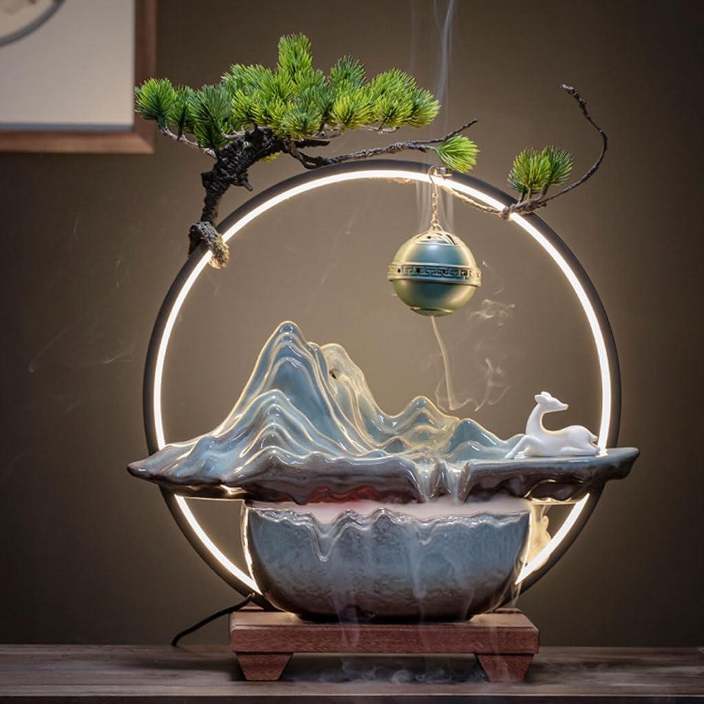 GUERNSEY Tabletop Fountain Flowing Water Attracts Wealth, Home Creative Ceramic Fountain, Living Room Office Desktop Decoration Tabletop Fountains Indoor Fountain