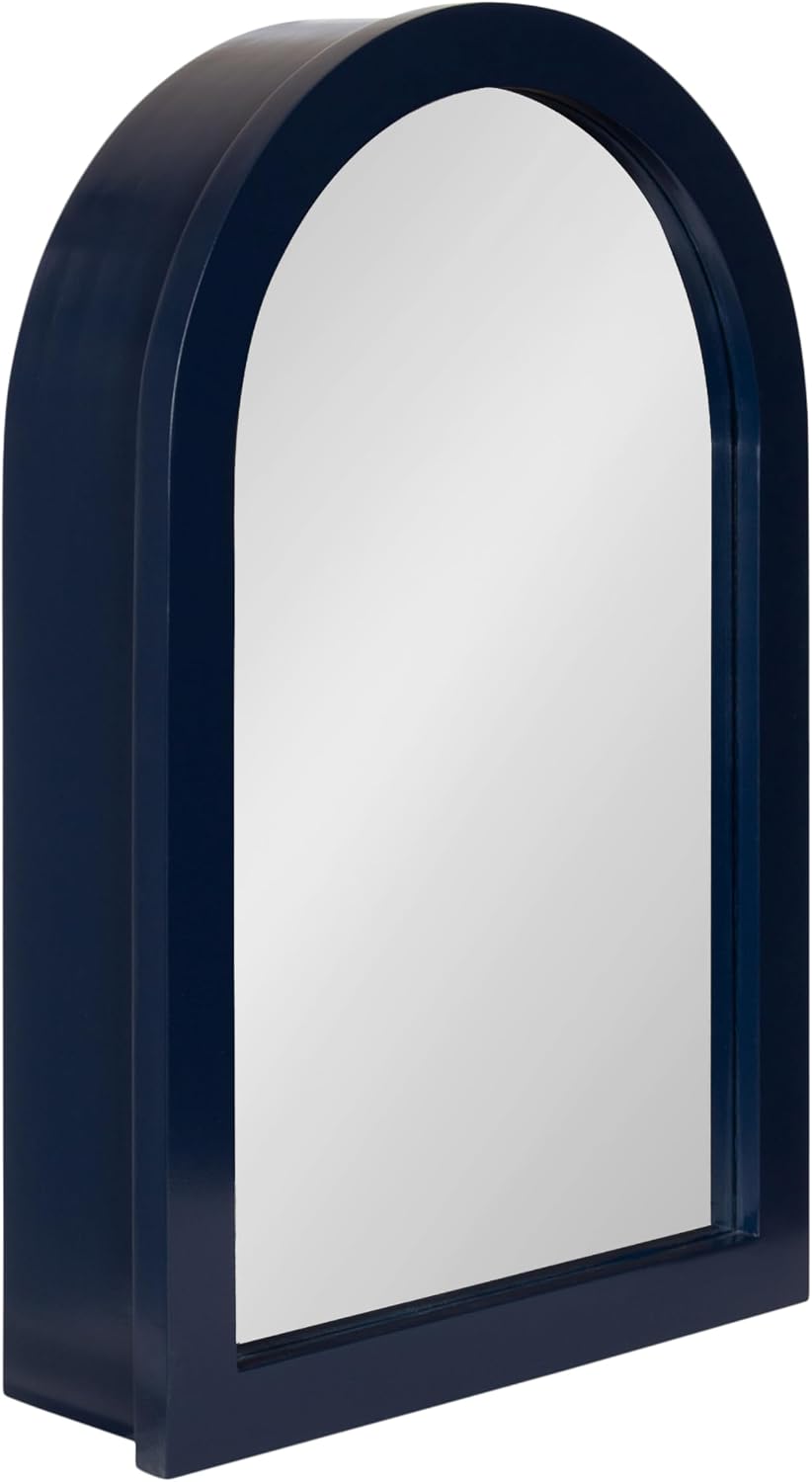 Kate and Laurel Arcott Modern Arched Bathroom Cabinet with Mirror, 20 x 6 x 30, Navy Blue, Coastal Wooden Bathroom Mirror with Storage for Bath Medicine Cabinet or Over-the-Toilet Storage Option