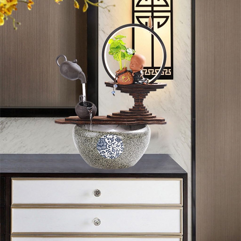 GUERNSEY Tabletop Fountain Chinese Creative Hanging Pot Backflow Incense Desktop Ornaments Office Desktop Fountain Ornaments Indoor Water Ornaments Indoor Waterfall Feature Indoor Fountain