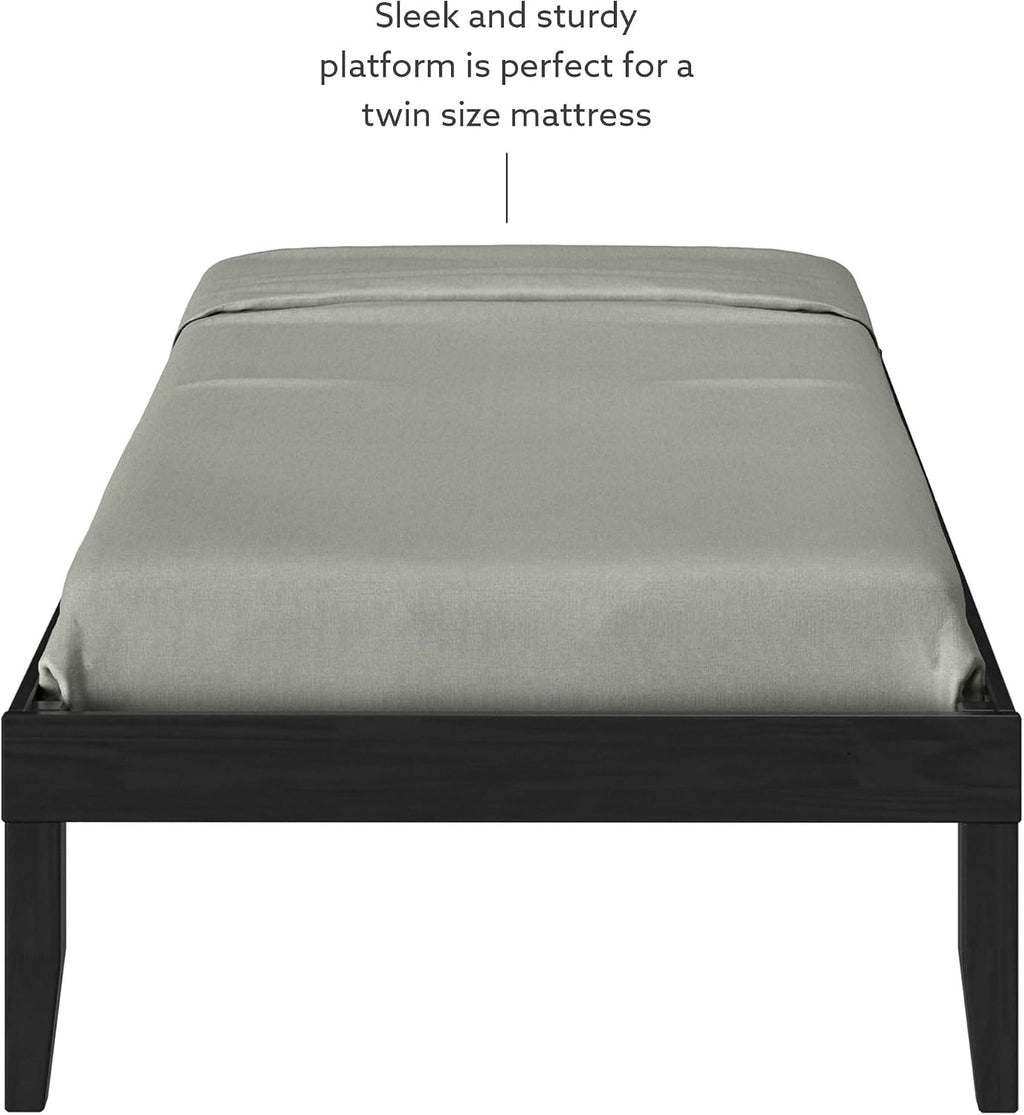 Powell Fordham Black Solid Pine Wood Twin Sized Platform Bed with Two Drawer Nightstand