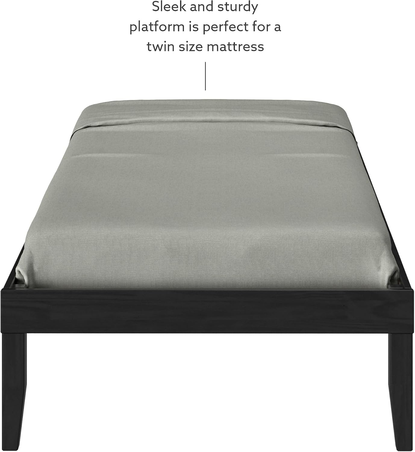 Powell Fordham Black Solid Pine Wood Twin Sized Platform Bed with Two Drawer Nightstand
