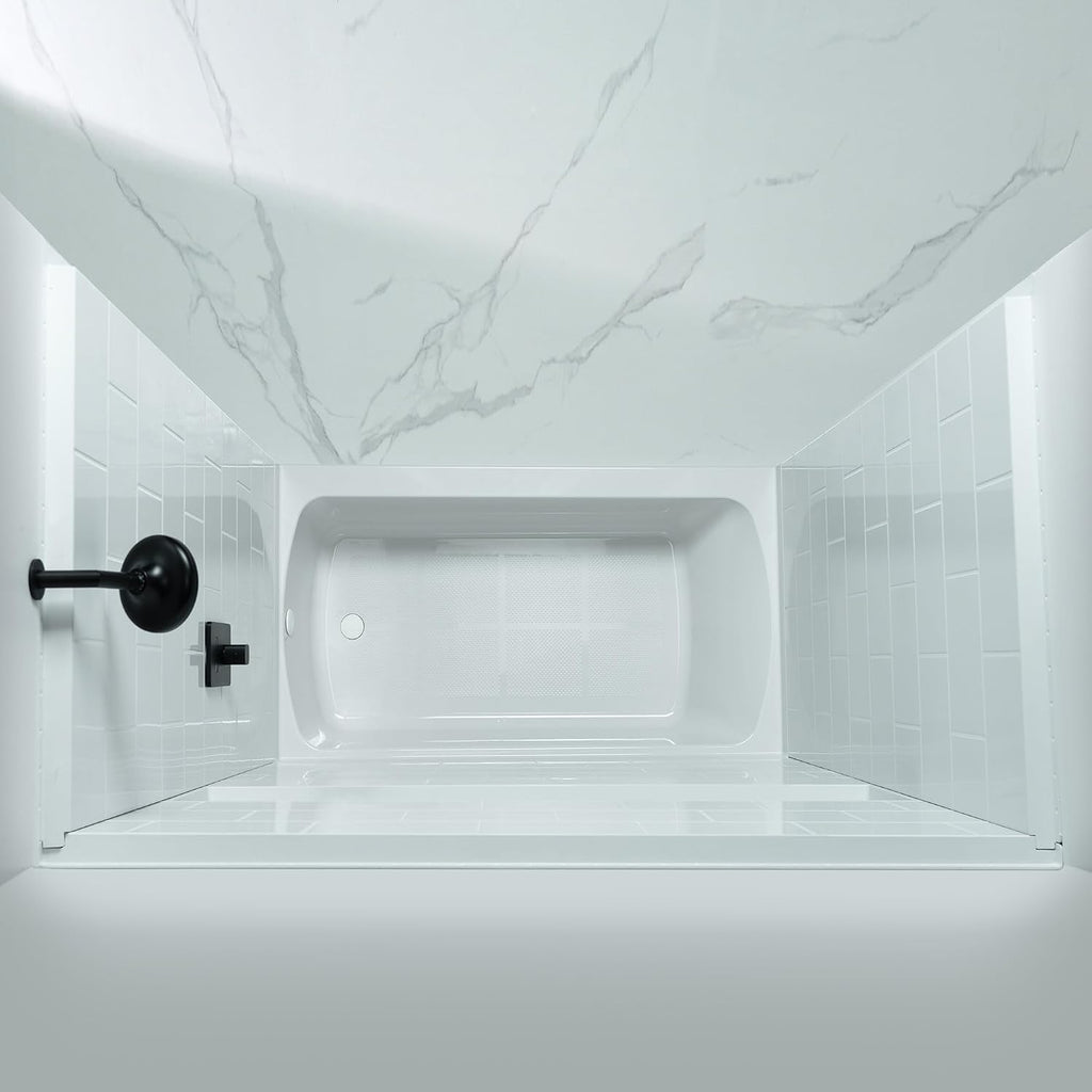 WOODBRIDGE 60' x 32' Four-Piece Direct-to-Stud Alcove Tub Surround with Right-Drain Hole Soaking Bathtub Combo in White