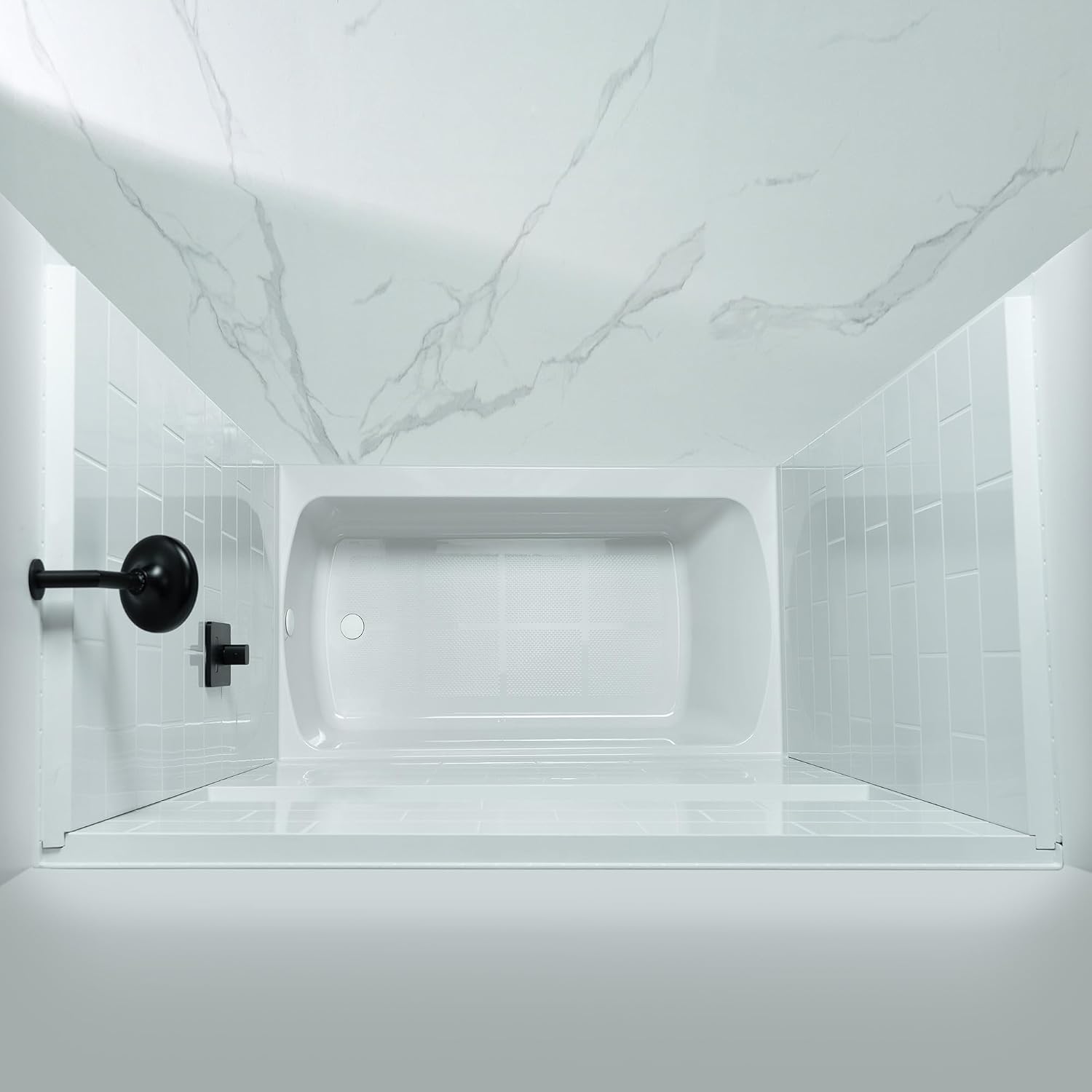 WOODBRIDGE 60' x 32' Four-Piece Direct-to-Stud Alcove Tub Surround with Right-Drain Hole Soaking Bathtub Combo in White