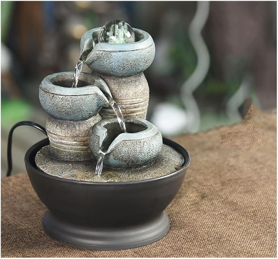 HIHELO Desktop Fountain Tabletop Fountain Simple Modern Circulating Water Fountain Office Desktop Decoration Ornament Water Fountain Outdoor