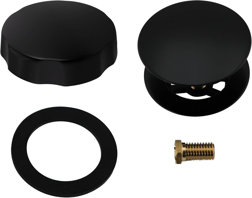 Westbrass A50P35TLE-62 35' Cable Drive Bath Drain Trim Kit with Rotary Overflow Cover Knob, European Stopper and Poly Tubular Pipes, Matte Black