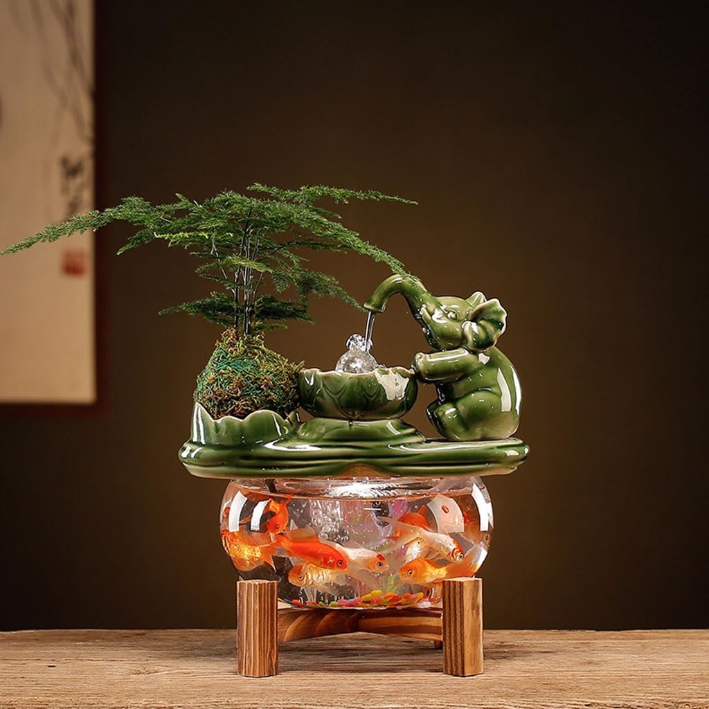 GUERNSEY Tabletop Fountain Fish Tank Water Ornaments Circulating Water Living Room Office Desktop Small Fountain Study Desktop Fountain Indoor Fountain