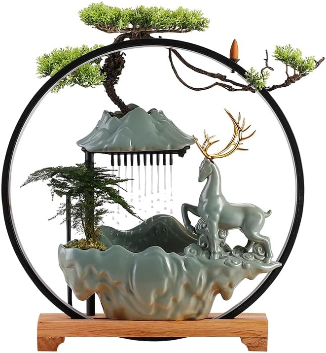 GUERNSEY Tabletop Fountain Tabletop Fountain Chinese Style Water Ornaments Creative Home Porch Living Room Desktop Office Circulating Water Fountain Indoor Fountain