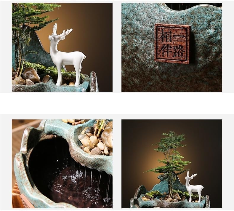 GUERNSEY Tabletop Fountain Tabletop Fountain Ceramic Water Fountain Home Living Room Decoration Office Desk Feng Shui Ornaments Indoor Fountain