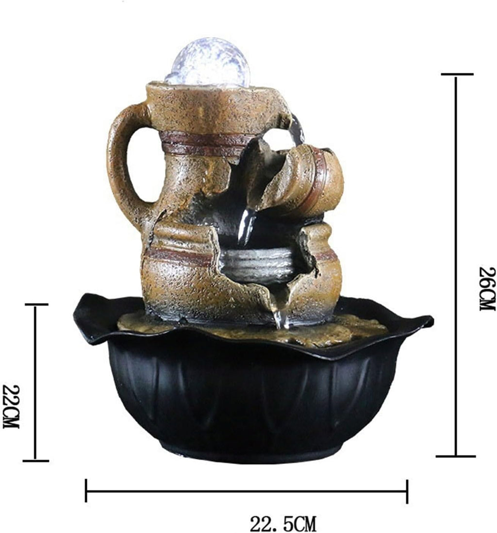 GLigeT Tabletop Fountain Home Living Room Decorations Gift Furnishings Simple Retro Desktop Fountain Feng Shui Ball Ornaments Water Fountain Decor