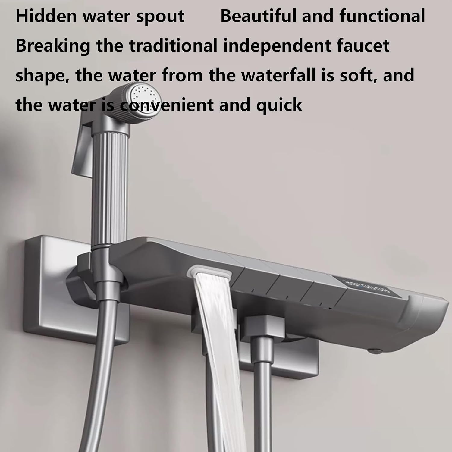 Shower set with lifting rod, shower set with three-speed square spray, bathroom shower set, with piano keys, booster spray gun, hidden drain, suitable for bathrooms, gyms, pet shops, hotels ( Color :