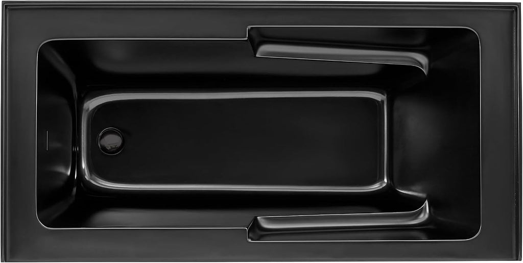 Swiss Madison Voltaire 60 x 30 Skirted Left Drain Soaking Apron Bathtub in Matte Black with Integrated Overflow and Armrest, Drain Included