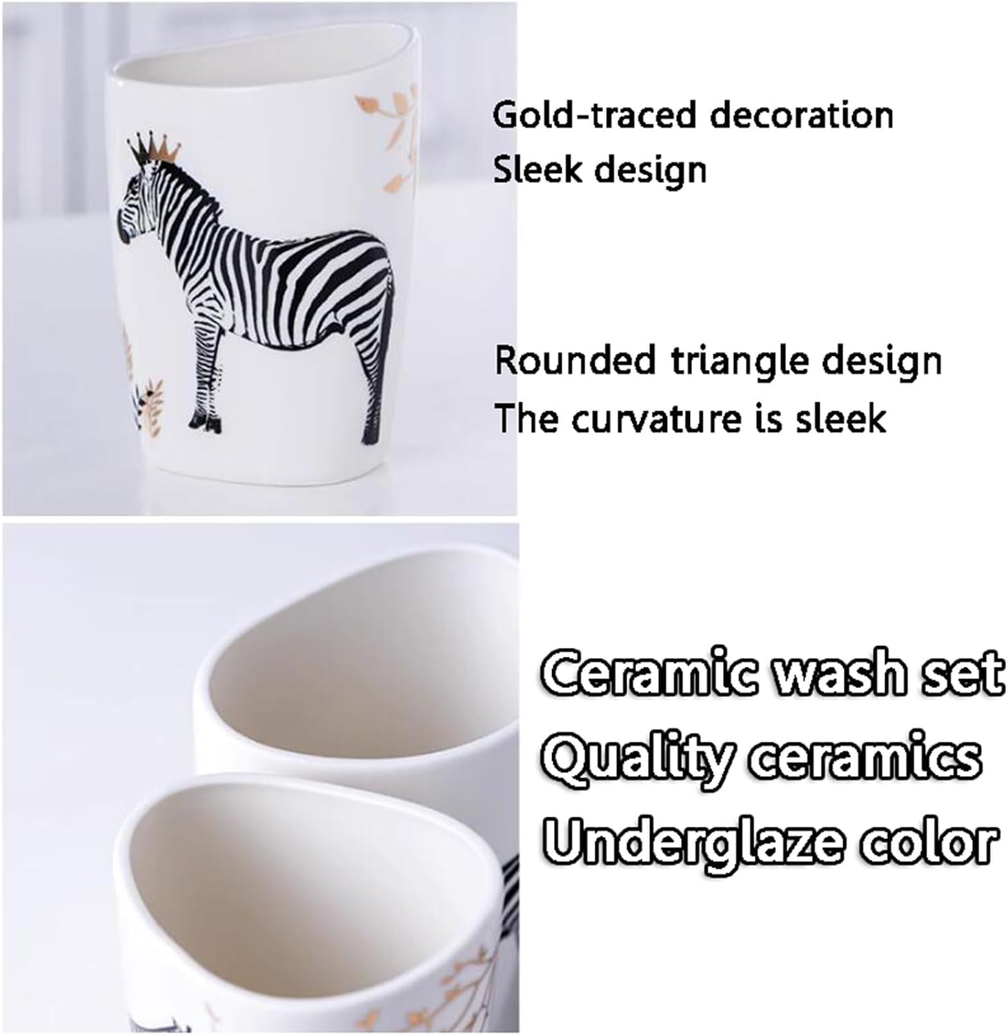 Bathroom Accessories Set Soap Dispenser Set White Bathroom Accessory Sets with Toothbrush Cup Dish Holder for Apartment Dormitory Victorian Decor(Animal)
