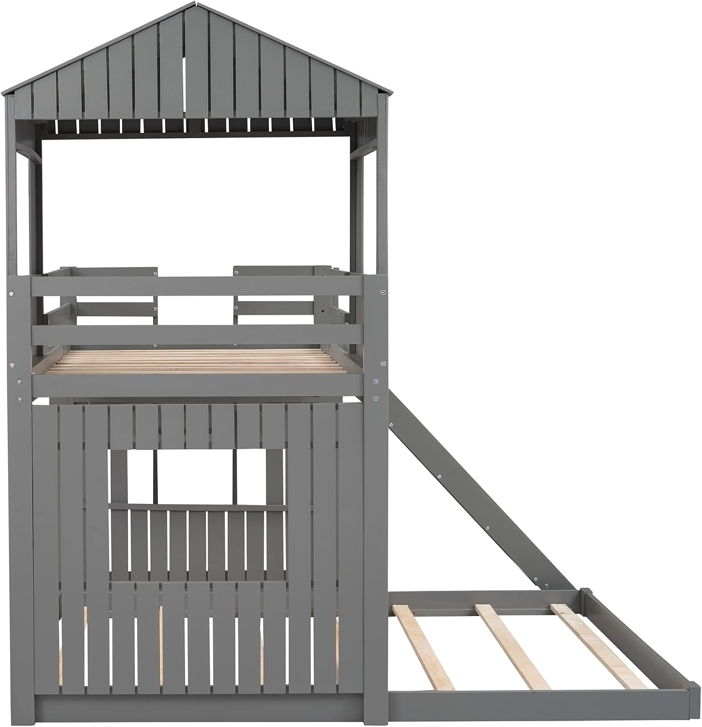 MERITLINE House Bed Bunk Beds with Slide Twin Over Full Size Bunk Bed Frame with Slide,Wooden Playhouse - Design Slide Bunk Beds Twin Over Full Bunk for Boys and Girls