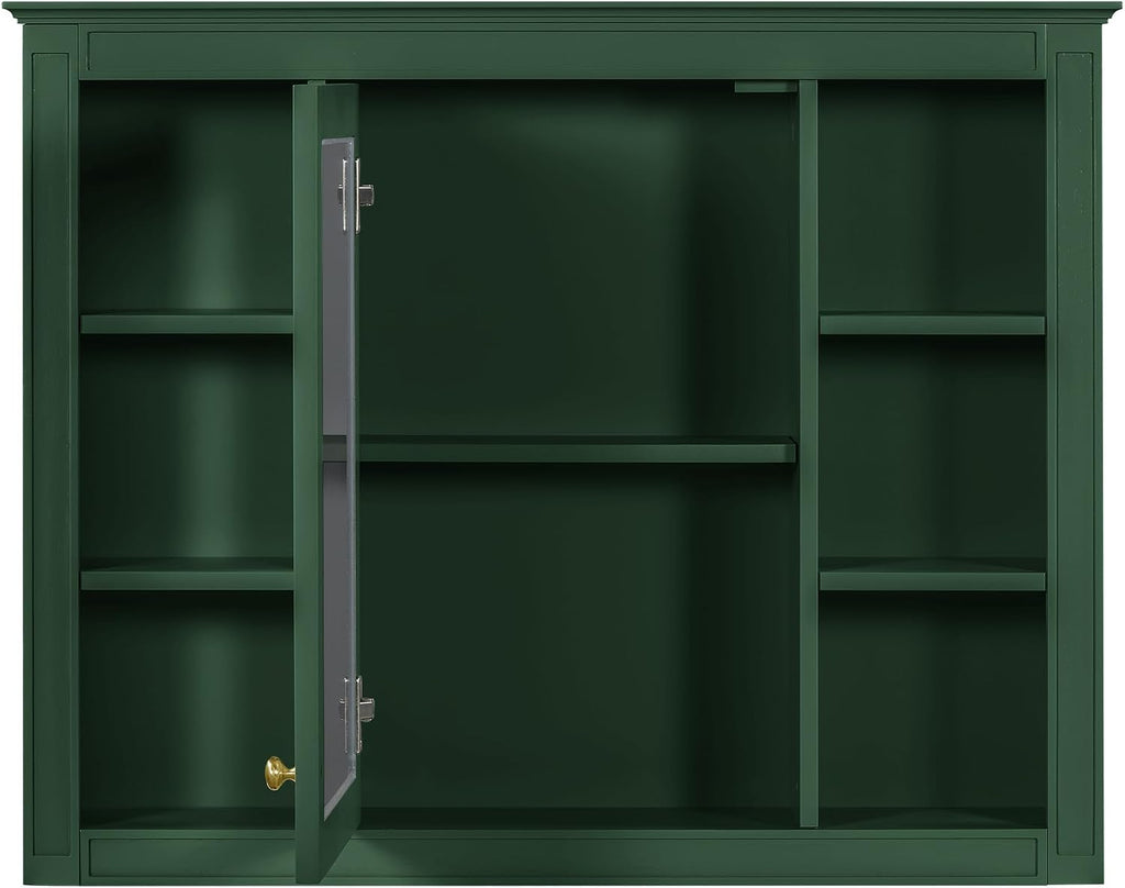 Merax 36'' Bathroom Vanity with Medicine Cabinet, Royal Blue Mirror Cabinet, Modern Bathroom Storage Cabinet with 2 Soft Closing Doors and 4 Drawers,Green