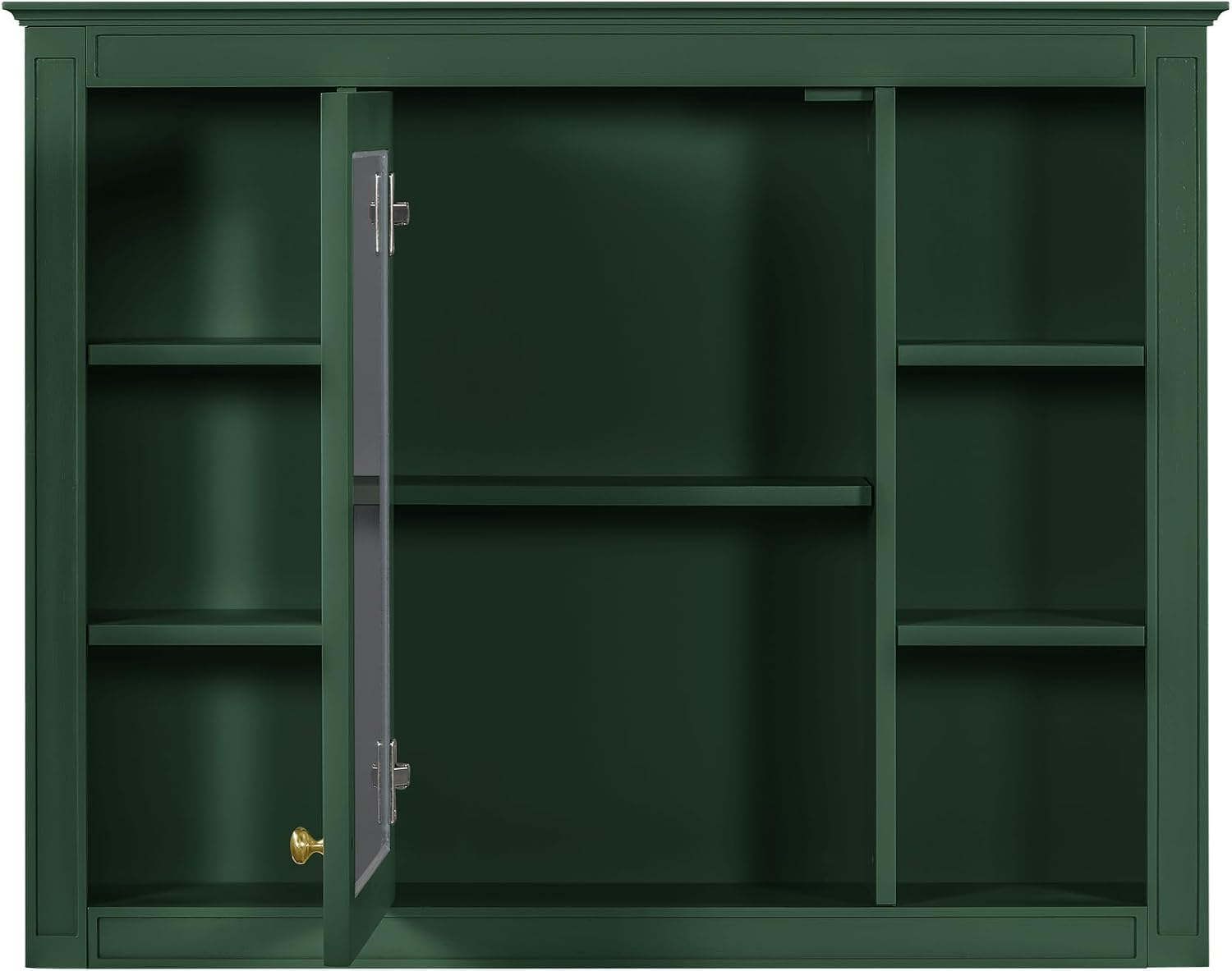 Merax 36'' Bathroom Vanity with Medicine Cabinet, Royal Blue Mirror Cabinet, Modern Bathroom Storage Cabinet with 2 Soft Closing Doors and 4 Drawers,Green