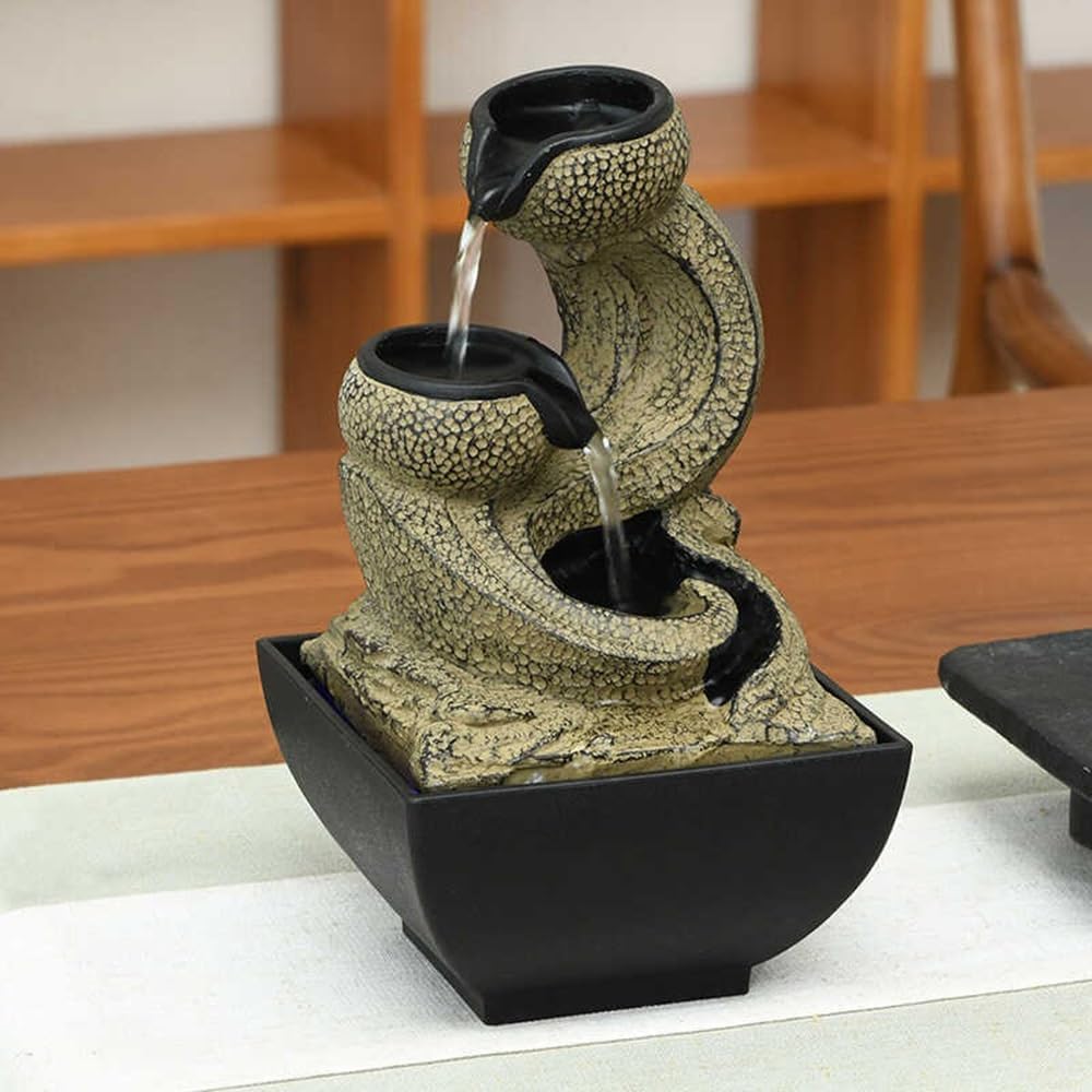 GRFIT Indoor Fountain Desktop Running Water Ornaments, Small Reclaimed Water Fountain, Home Decor, Zen Elegance and Serenity Tabletop Fountain