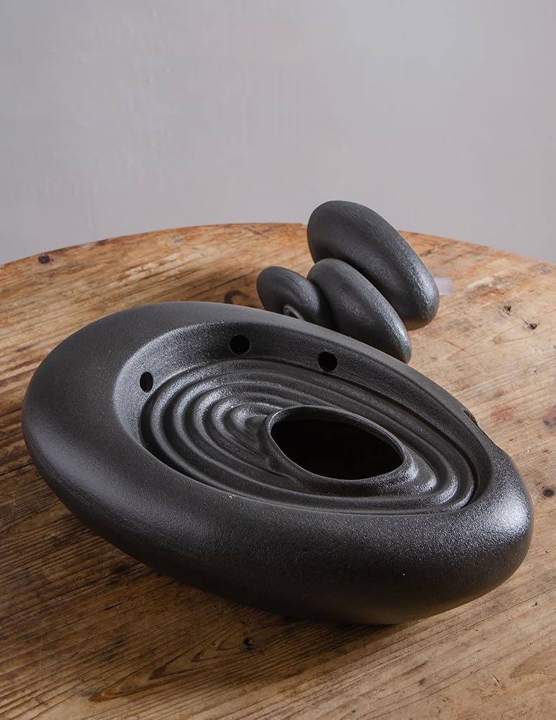 Modern Stone Stack Water Fountain with LED Light - Small Indoor Zen Fountain for Relaxation and Meditation