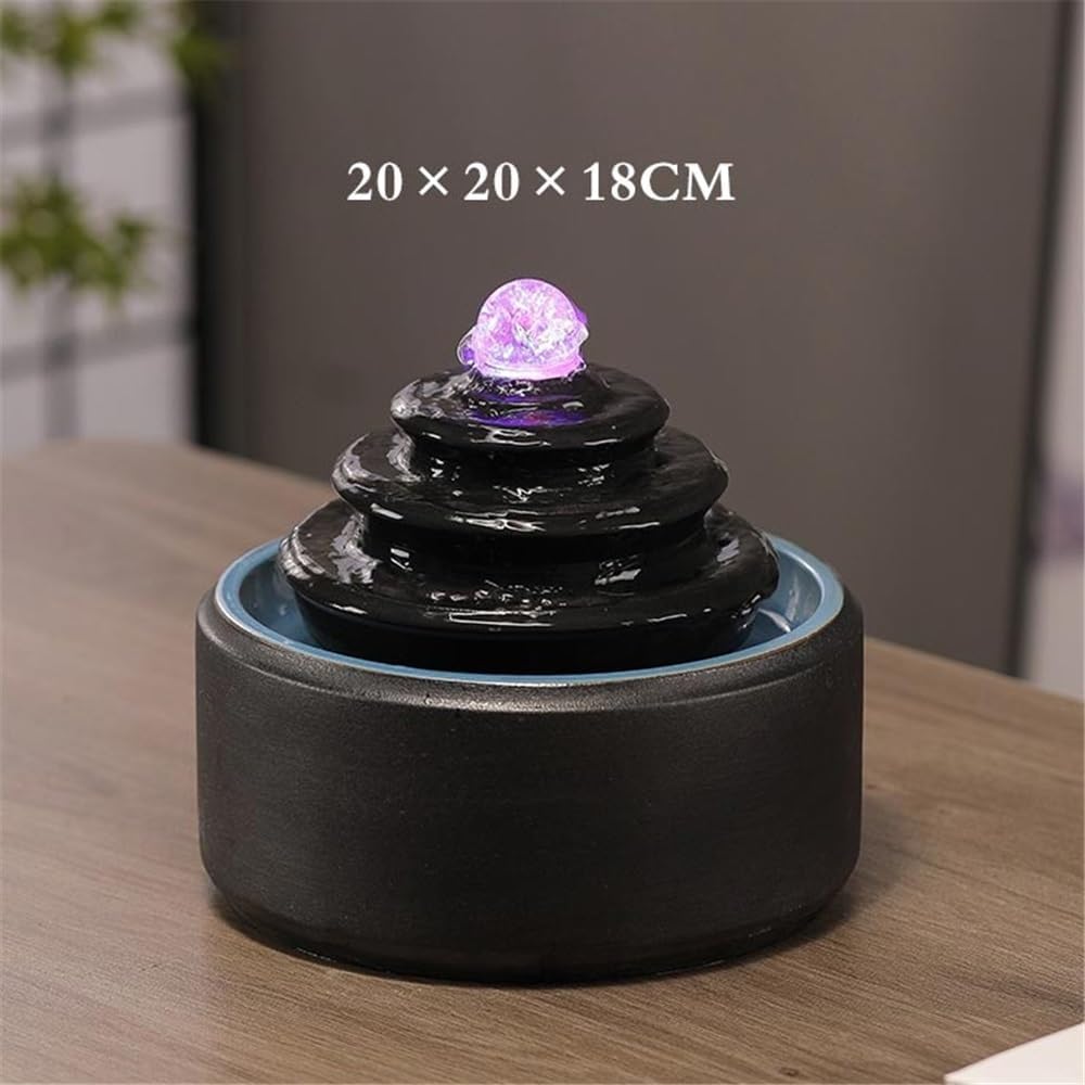 Tabletop Tabletop Fountain Decorations, Desktop Water Ornament for Home Office Decor(Black)