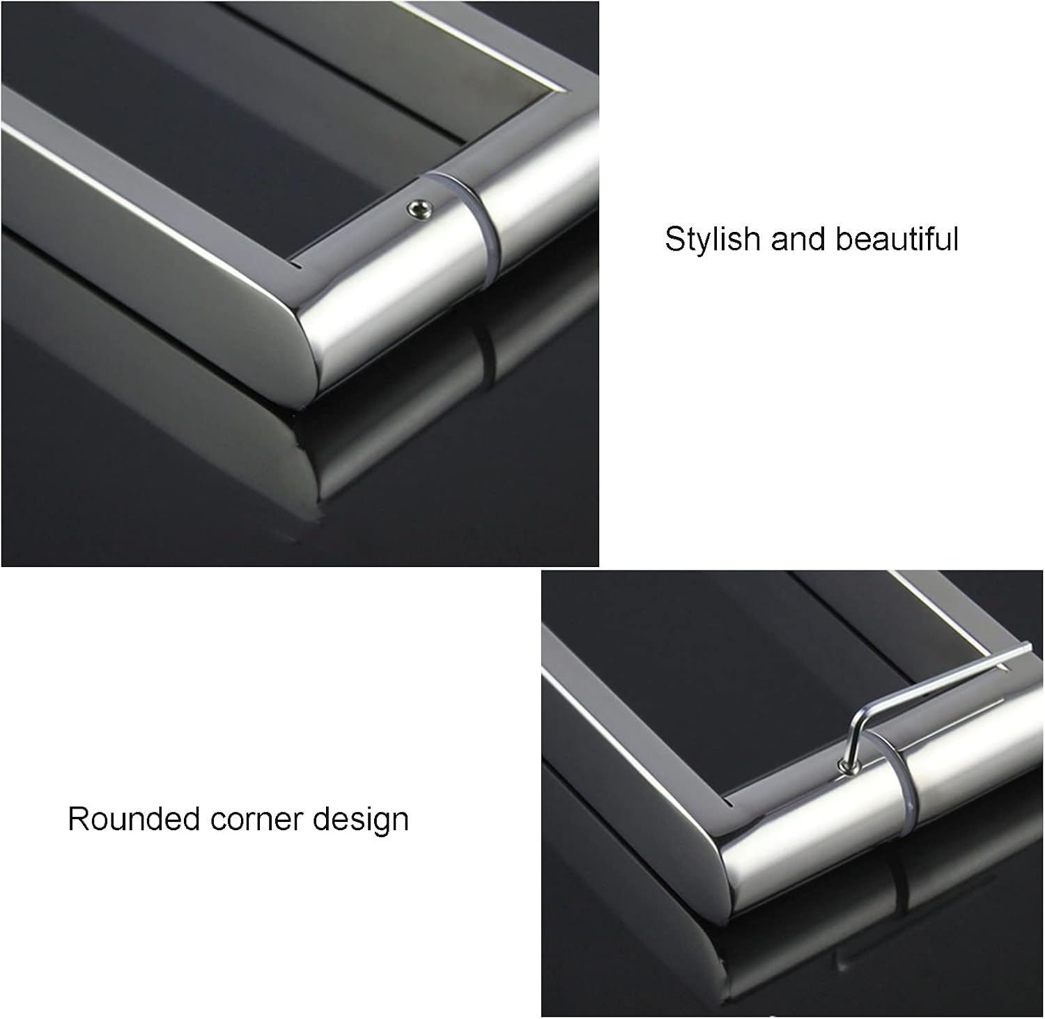 Shower Door Handle Glass Door Handle,304 Stainless Steel Polished Chrome Push and Pull Glass Door Handle Household Glass Door Hardware Accessories (Chrome 165mm)
