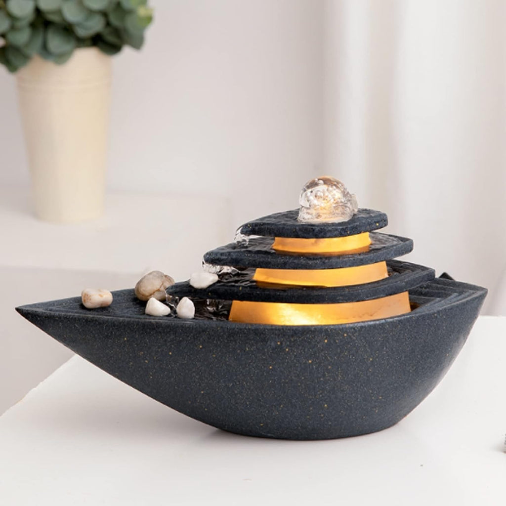 HIHELO Desktop Fountain Indoor Tabletop Fountain with LED Light Rolling Ball Desktop Fountain Waterfall Home Decor Tabletop Centerpiece Water Fountain Outdoor