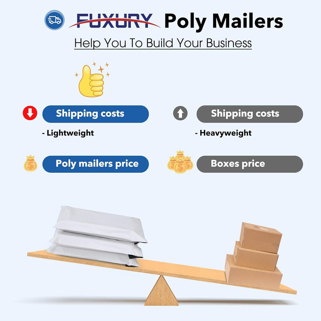 Fuxury 2000 Pcs 10x13' Poly Mailers,Waterproof Mailing Envelopes for Clothing, Strong Adhesive Poly Shipping Postage Bags for Small Business(White)