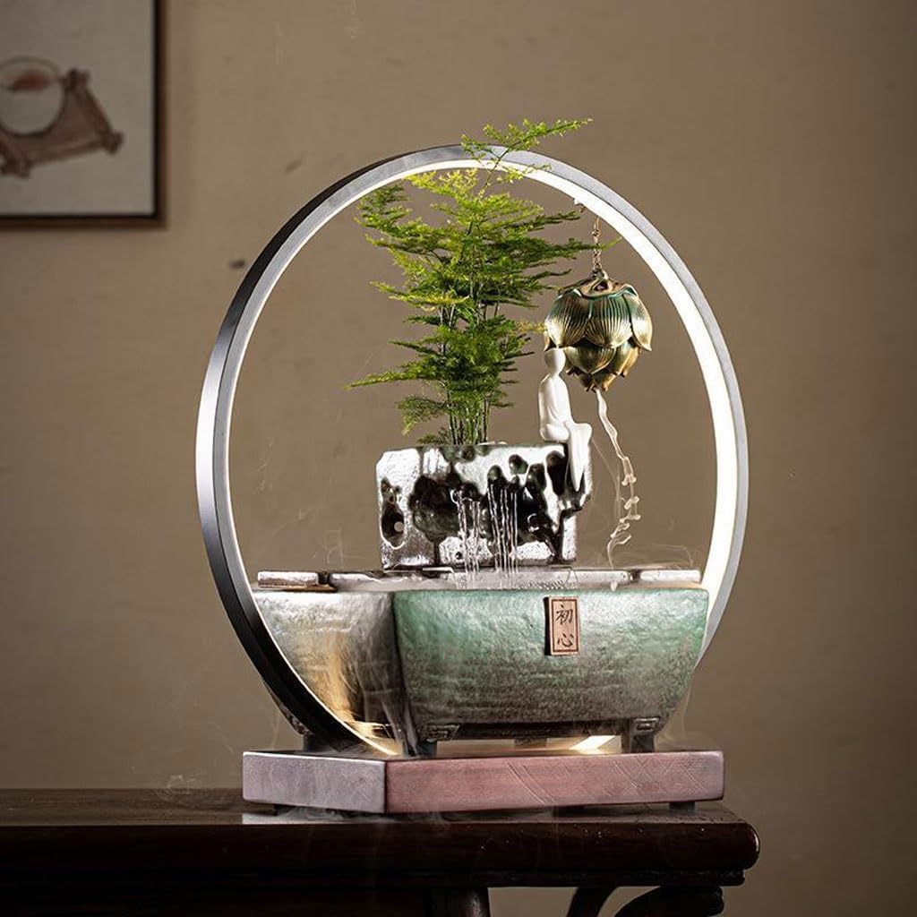 GUERNSEY Tabletop Fountain Home Creative Desktop Fountain Living Room Desktop Water Ornaments Indoor Desktop Decorations Office Ceramic Ornaments Indoor Waterfall Feature Indoor Fountain