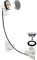 Westbrass D50P35SRE-26 35' Cable Drive Bathtub Drain Trim with Rotary Overflow Cover Knob, Pop-Up Stopper Sch. 40 PVC Fittings, Polished Chrome