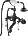 gotonovo Clawfoot Tub Bathtub Matte Black Shower Faucet with Hand Shower Sprayer Wall Mount Bronze Ceramics 2 Double Handle Shower Faucet System Telephone Shape