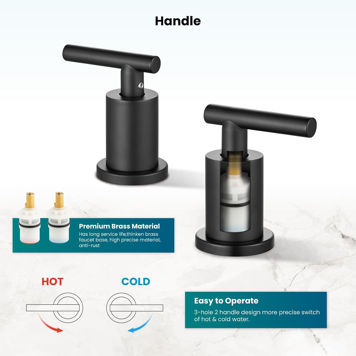 gotonovo Black 3 Hole 2 Handles Lavatory Basin Bathroom Sink Faucet with Single-Handle Shower Faucet Set Shower Kit with Valve Shower Head and Handle Set Shower Trim Kit
