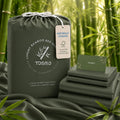 TOSMO Luxury Cooling Sheet Set | 100% Viscose from Organically Grown Bamboo | FSC® Certified | Queen Size | 18' Deep Pockets | Silky Soft Natural Bedding for Hot Sleeper [Olive]
