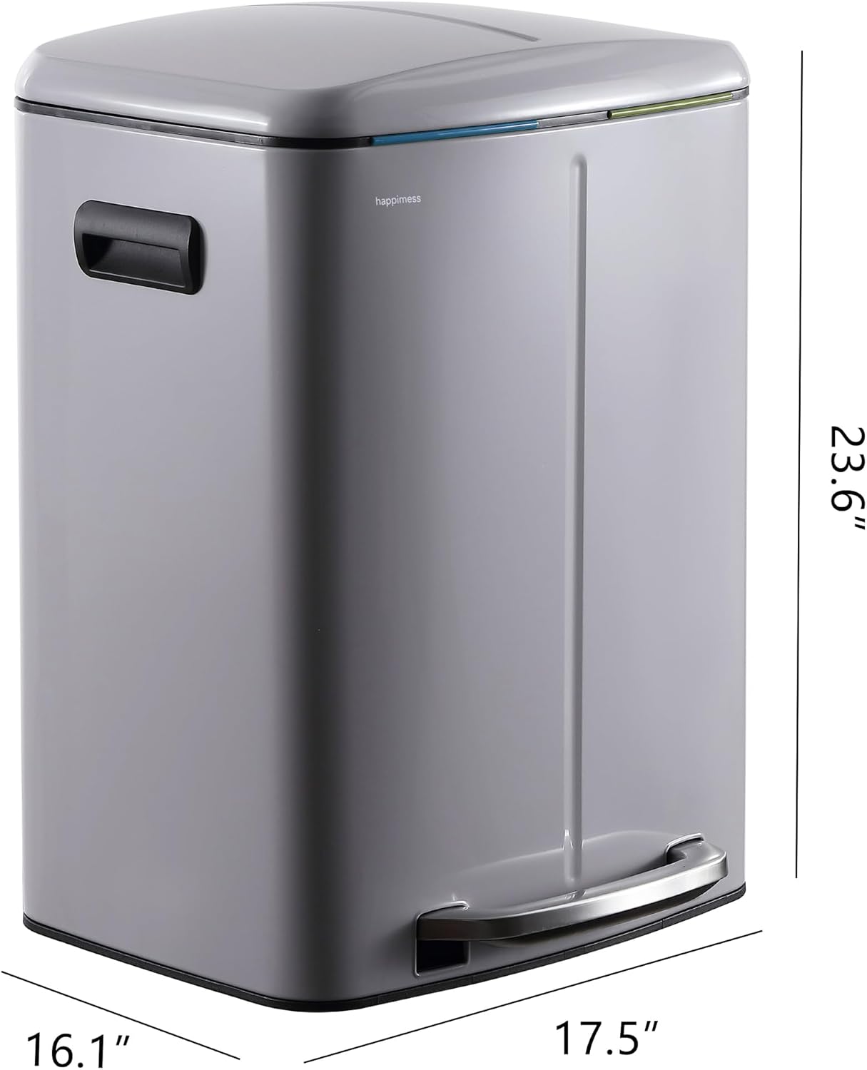 happimess HPM1005I Marco Rectangular 10.6-Gallon Double Bucket Trash Can with Soft-Close Lid, Fog Gray, Fingerprint Resistant, Modern, Minimalistic for Home, Kitchen, Office, Bedroom, Bathroom