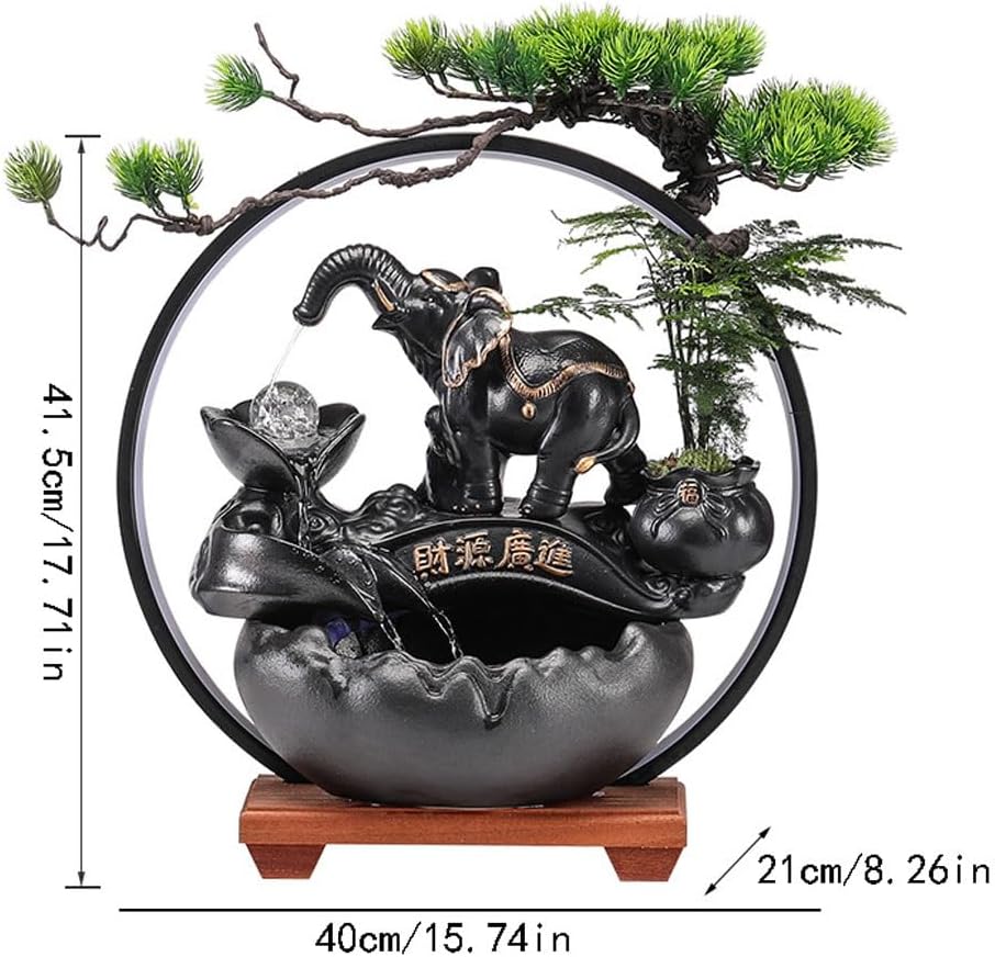 GUERNSEY Tabletop Fountain Chinese Style Living Room Porch Water Ornaments Office Desktop Fountain Ornaments Tea Room Art Decorations Indoor Waterfall Feature Indoor Fountain