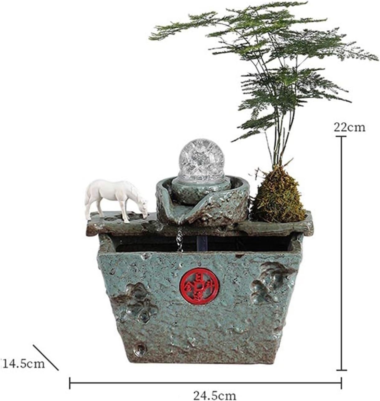 Tabletop Indoor Tabletop Fountains with Feng Shui Ball Ceramic Jar with Flowing Water Ornaments Decor