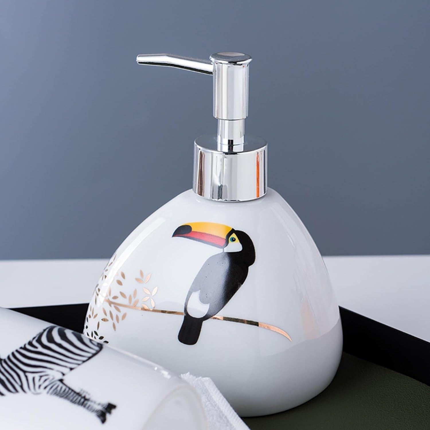 Bathroom Accessories Set Soap Dispenser Set White Bathroom Accessory Sets with Toothbrush Cup Dish Holder for Apartment Dormitory Victorian Decor(Animal)
