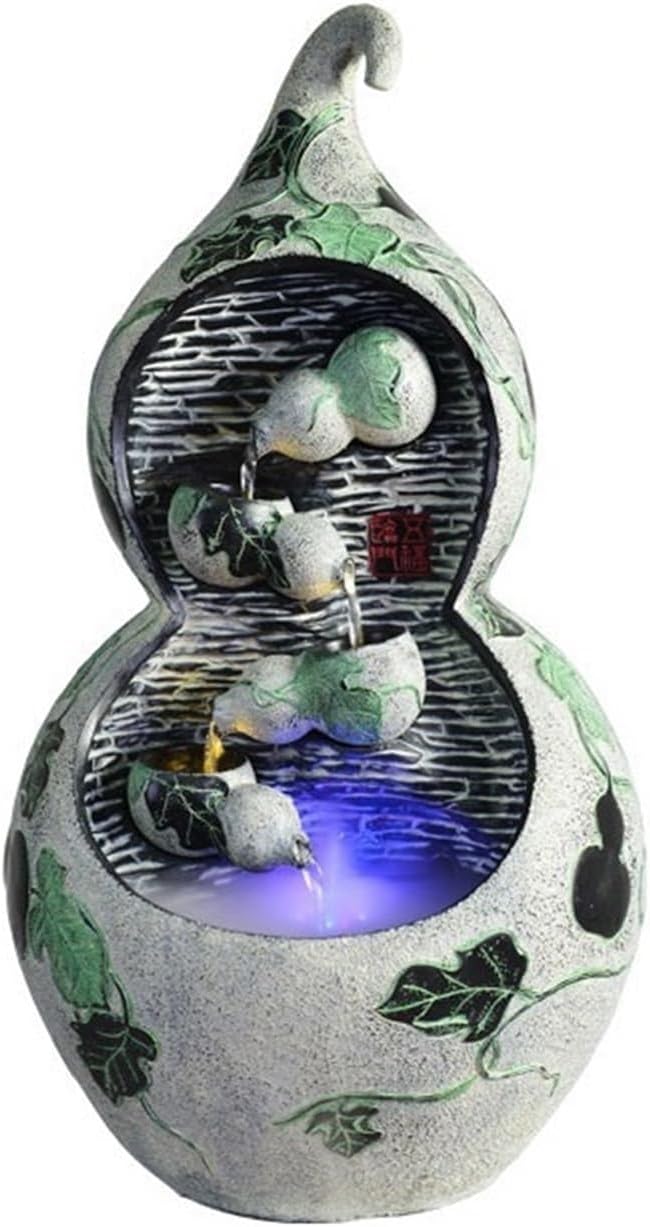 GLigeT Tabletop Fountain Creative Gourd Running Water Ornaments Housewarming Water Fountain Feng Shui Wheel Living Room Entrance Desktop Jewelry Water Fountain Decor(Small)