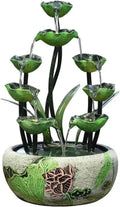 HIHELO Desktop Fountain Tabletop Fountain Indoor Lotus Leaf Relaxation Fountain Tabletop Waterfall Decoration Fountain Zen Meditation Indoor Waterfall Water Fountain Outdoor (Size : Large)