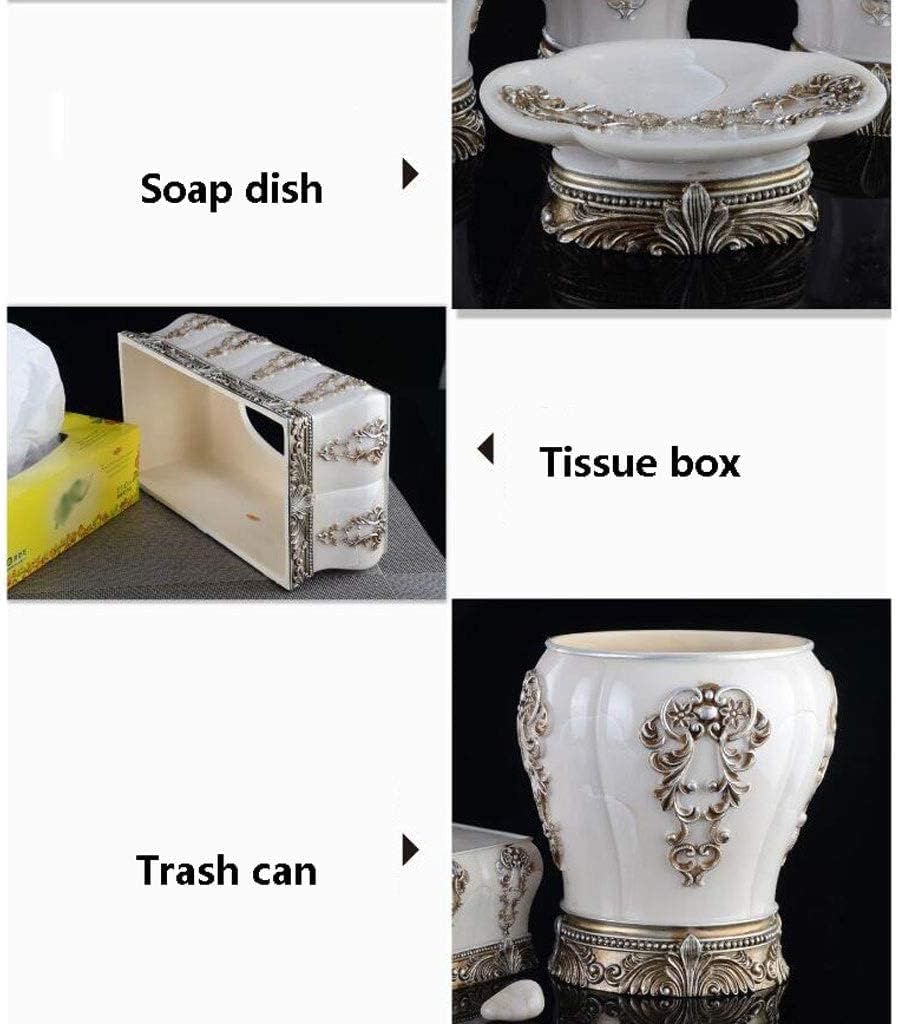 Multifunctional Bathroom Accessories Set Complete，Toothbrush Holder，Trash Can，Soap Dish，Soap Dispenser，Tissue Box 7 Pieces，Gray
