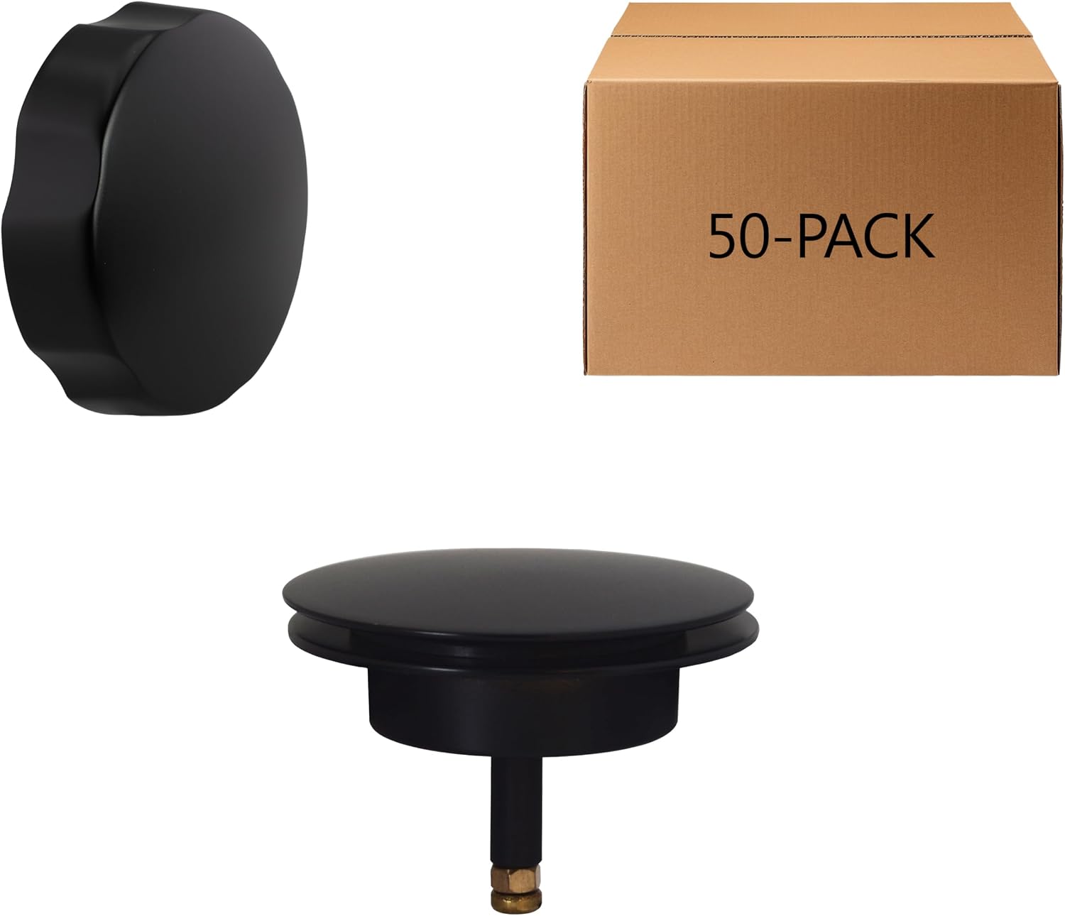 Westbrass D50TE-50-62 Standard 1-1/2' Replacement Trim for Cable Drive Bath Drain Waste & Overflow Assemblies, Matte Black (50-Pack)