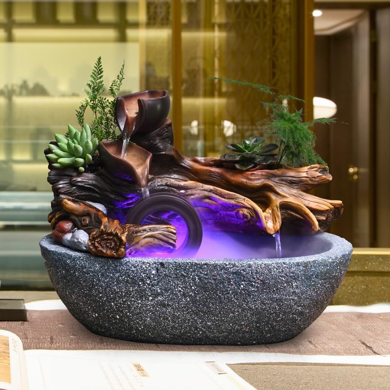 GUERNSEY Tabletop Fountain Tabletop Fountain Simple Creative Office Ceramic Decoration Desktop Circulating Water Fountain Living Room Home Landscape Decoration Indoor Fountain