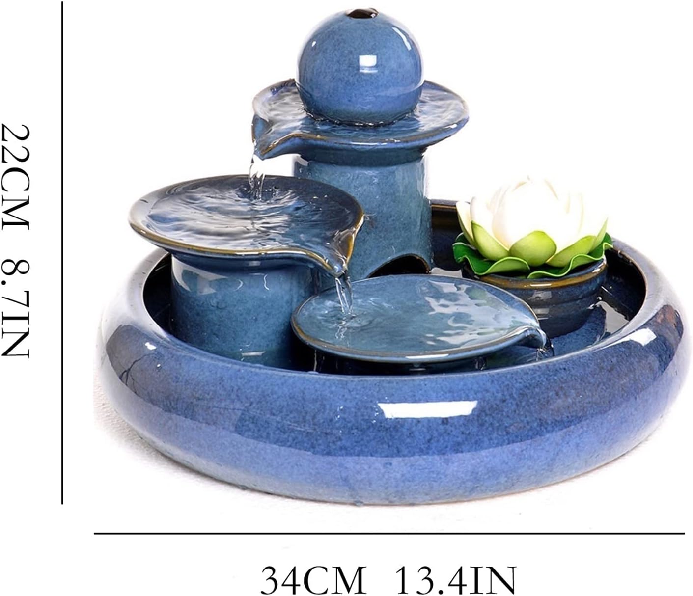 HIHELO Tabletop Fountain Running Water Desktop Decoration Creative Fountain Humidifier Living Room Ceramic Home Office Desktop Decoration Indoor Fountain (Color : Brass)