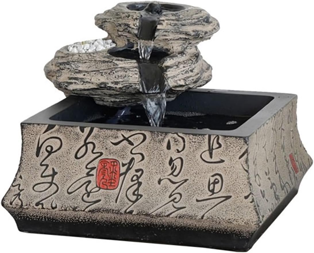 GLigeT Tabletop Fountain Desktop Running Water Ornaments Living Room Office Zen Decorative Recycled Water Landscape Small Fountains Water Fountain Decor